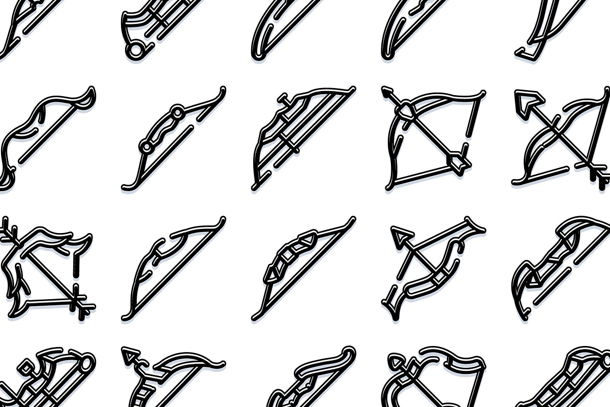Archery bow and arrow outline icons, an Object Graphic by pikepicture (Photo 3 of 3)