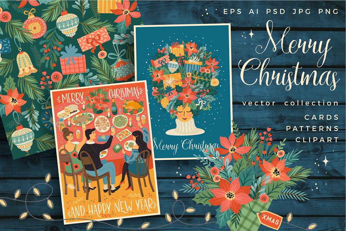 Merry Christmas! Vector collection, a Decorative Illustration by Nadia Grapes (Photo 1 of 11)