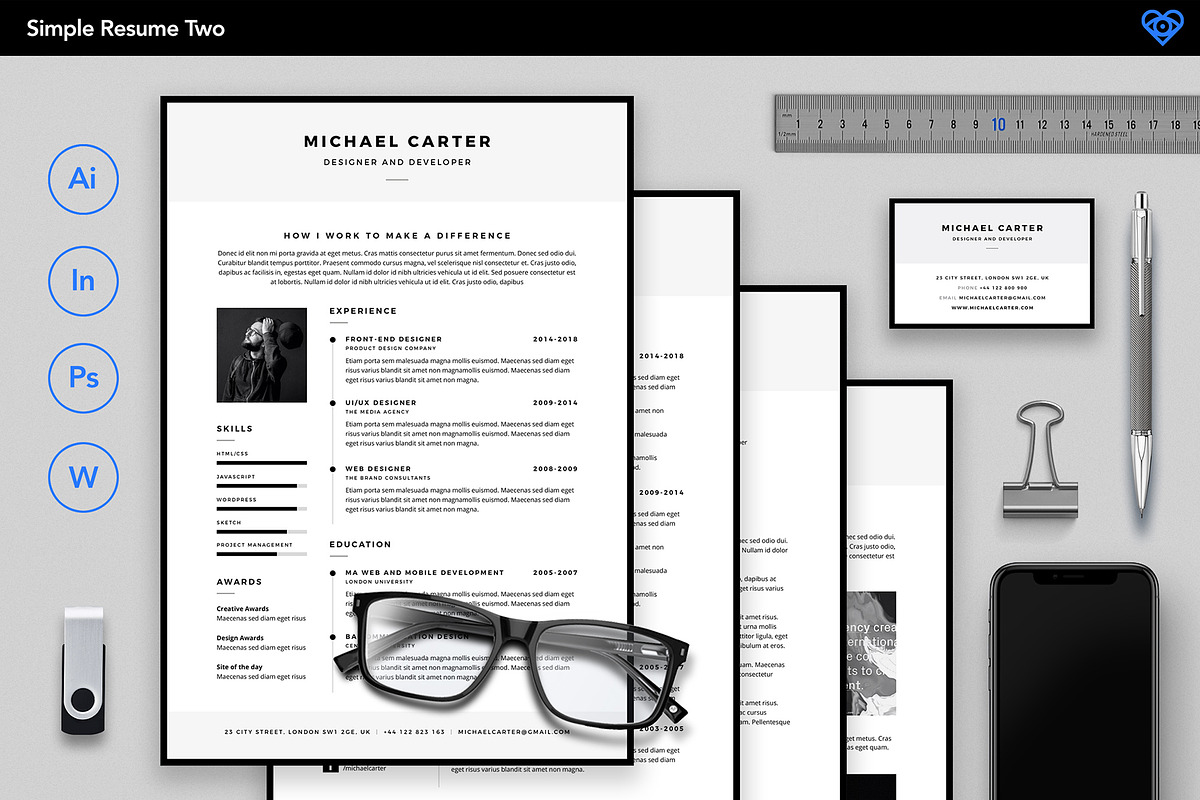 Simple Resume 2, a Resume Template by ikono.me (Photo 3 of 6)