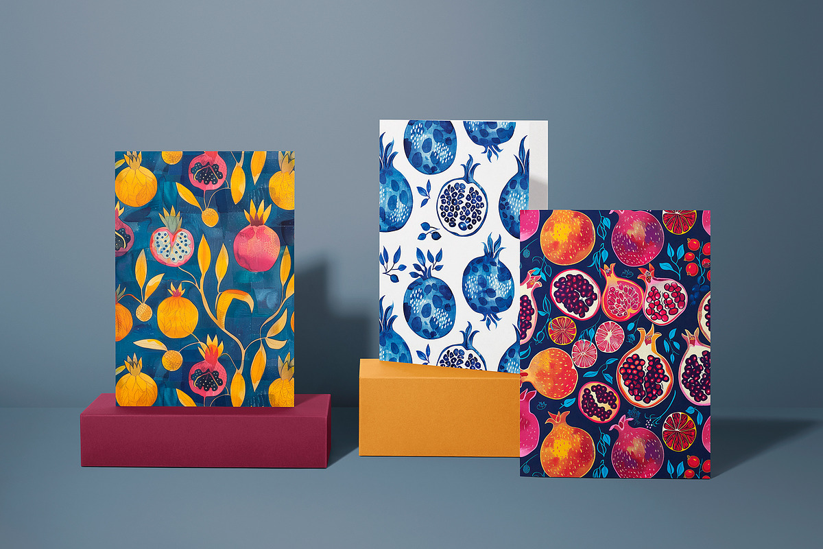Blue Pomegranates Patterns, a Pattern Graphic by Ninterints (Photo 16 of 19)