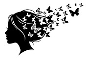 Woman Butterfly Hair Silhouette, an Object Illustration by yasushie (Thumbnail 28 of 31)