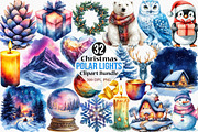 Christmas Polar Lights Clipart, an Illustration by Canvas Craft (Thumbnail 1 of 7)