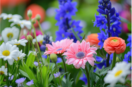Summer garden flowers. Generate Ai, a Nature Photo by Ylivdesign