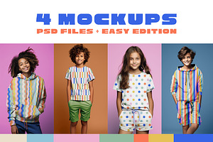 Children Mockup Bundle - 4 Files Psd