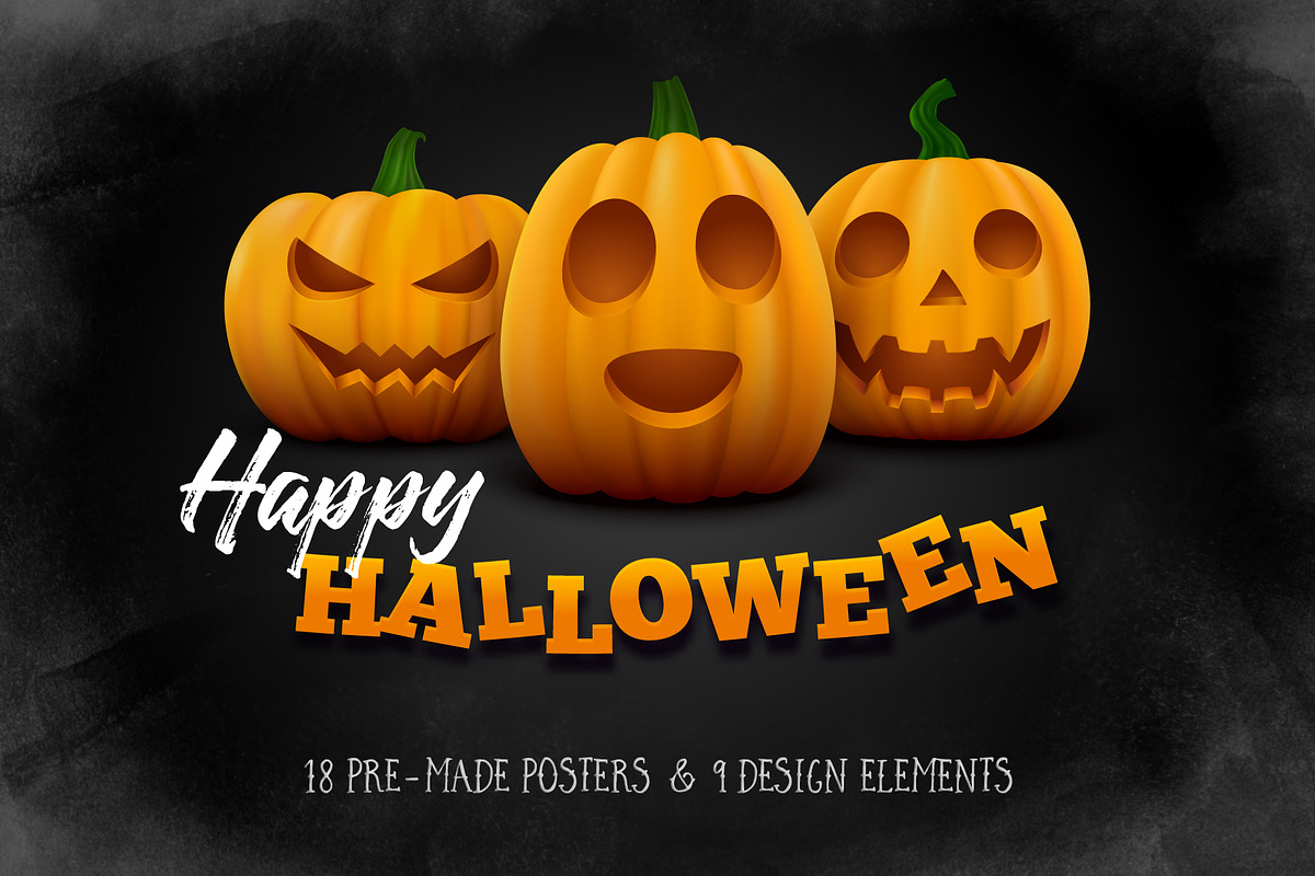 Halloween Posters Set, a Decorative Illustration by yurlick (Photo 1 of 5)