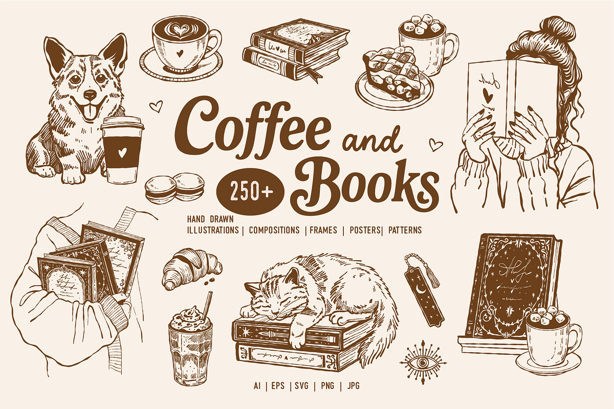 Coffee & Books Bookish Vector Set, an Object Graphic by VerAna (Photo 1 of 23)