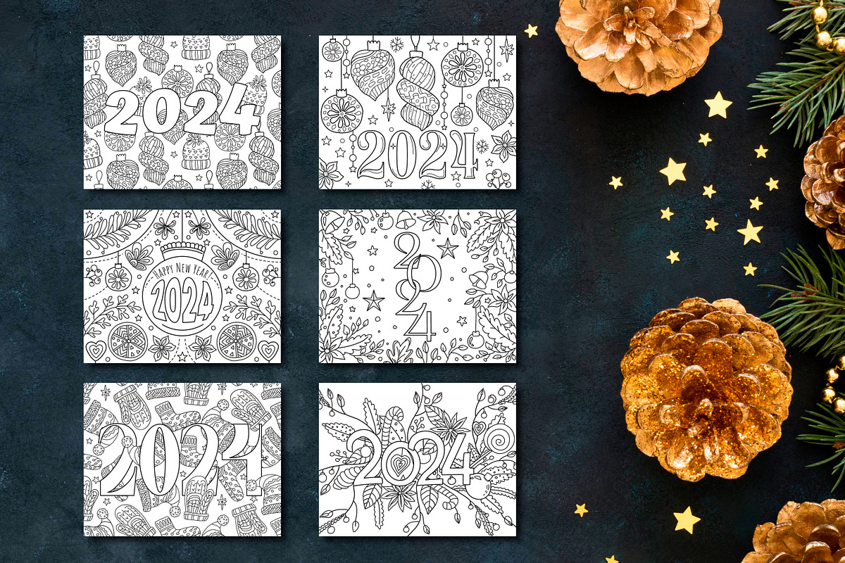 New Year 2024 - Coloring book, a Decorative Illustration by ChristinaDesigns (Photo 2 of 6)