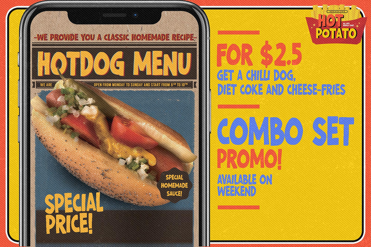 Hot Potato - All Caps Display Font, a Sans Serif Font by Gassstype (Photo 3 of 8)
