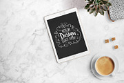 iPad with coffee + PSD 24-0005, an iPad Mockup by Garlic Friday Design (Thumbnail 1 of 5)