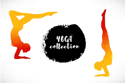 Vector set with girls in yoga poses