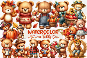 Autumn Teddy Bear Clipart, an Illustration by Designworld