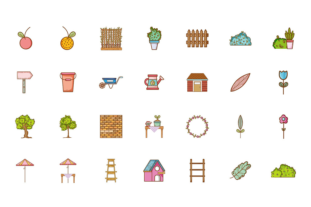 Doodle Garden Illustration Set, an Object Illustration by studiogstock (Photo 1 of 3)