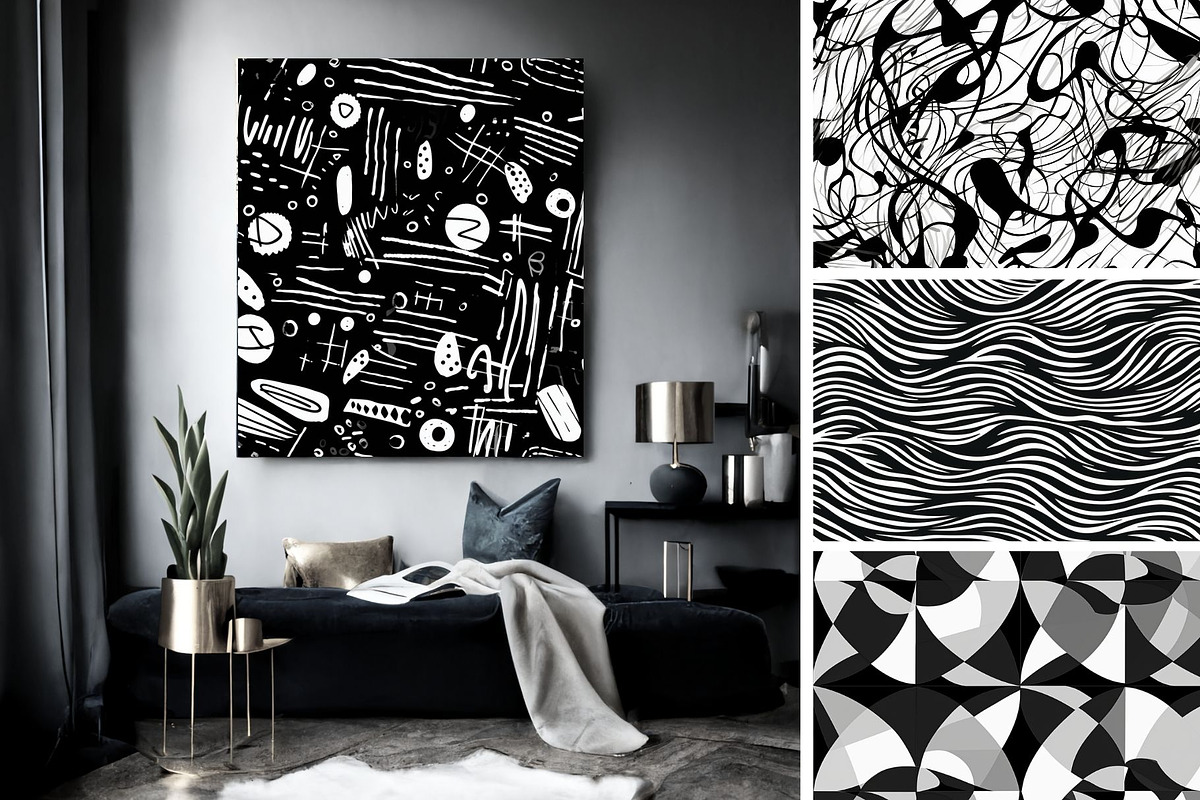 48 seamless black mix modern pattern, a Pattern Graphic by ARTOZEN DIGITAL (Photo 4 of 15)