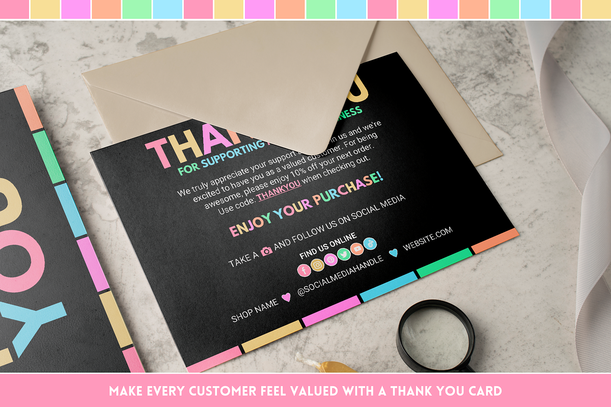 Pastel Neon Thank You Card, a Card Template by SunshineStudioBoutique (Photo 7 of 10)