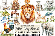 Watercolor Father's Day Animals, an Illustration by Craft Nest (Thumbnail 1 of 6)