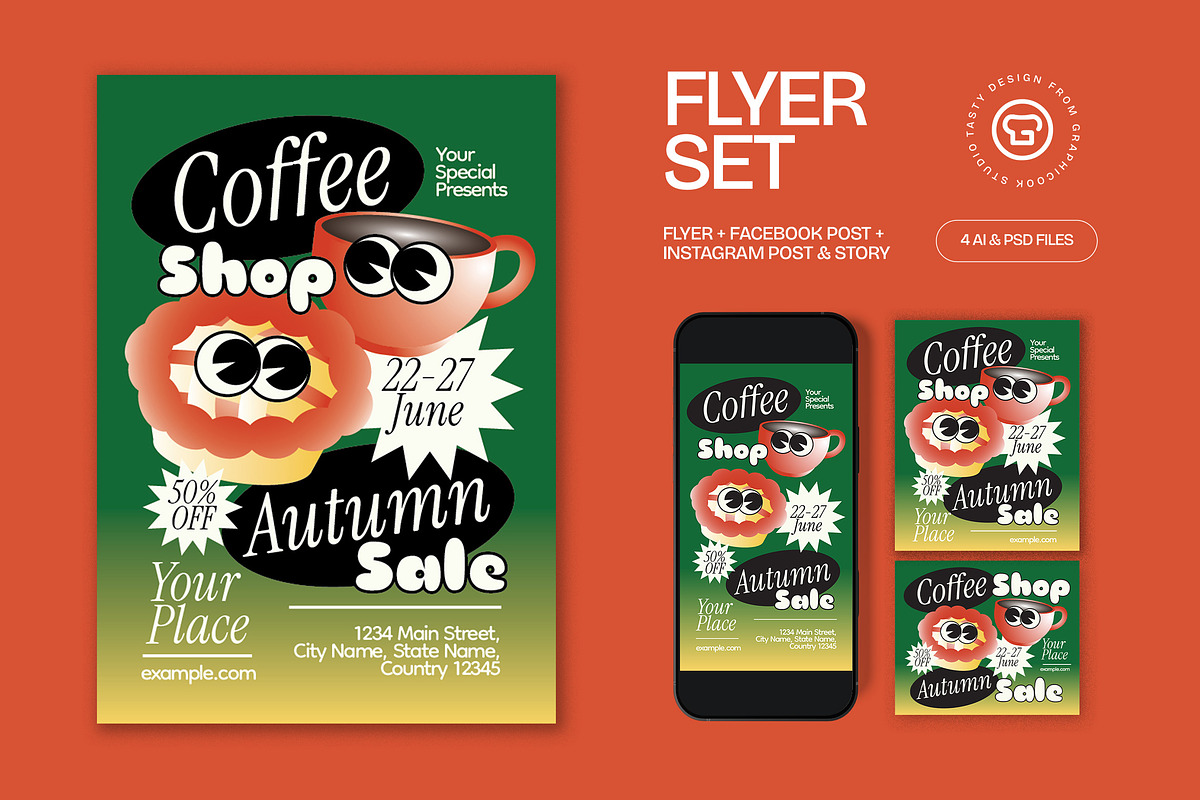 Coffee Shop Autumn Sale Flyer, a Flyer Template by graphicook (Photo 1 of 3)