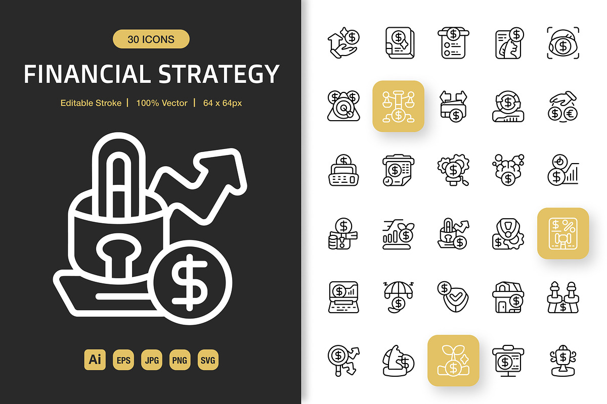 Financial Strategy Icons, an Icon by Spacepixel Creative
