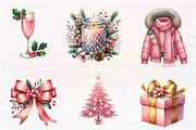 Pink Christmas Clipart PNG, an Illustration by CreationArt (Thumbnail 2 of 5)