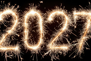 2027 New Year Sparkler Celebration on Black Background, a Holiday Photo by José Manuel Gelpi