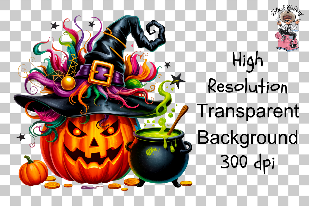 Witch Pumpkin Sublimation PNG Bundle, a Graphic by Clipart Bloom (Photo 6 of 11)
