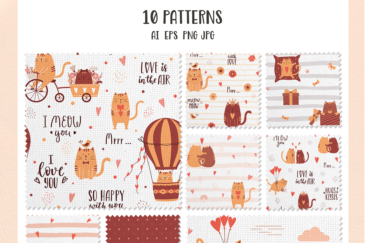 Cats in love. Cards & Patterns, an Animal Illustration by Valeria Soloveva (Photo 6 of 13)