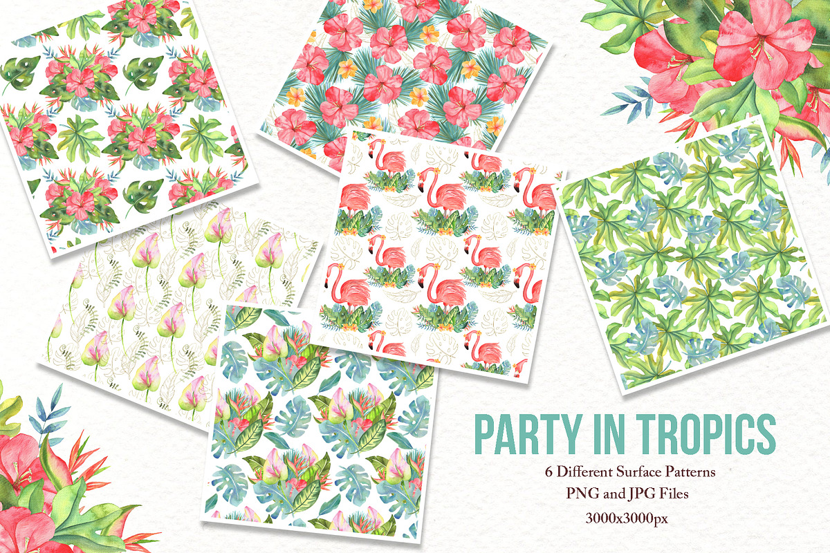 Watercolor Tropical Party, an Animal Illustration by TanataDesign (Photo 9 of 13)