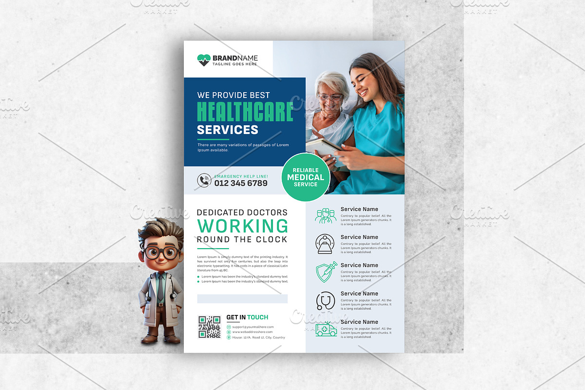 Medical Flyer, a Flyer Template by GraphicsBurg (Photo 1 of 2)