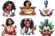Black Girl Spa Day Watercolor PNG, an Illustration by Designking (Thumbnail 3 of 5)