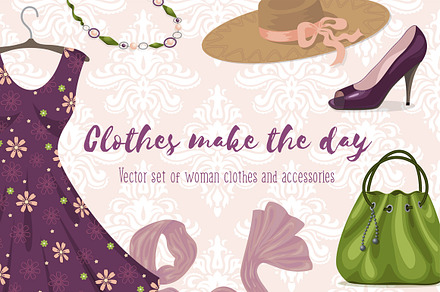 Set of woman clothes and accessories