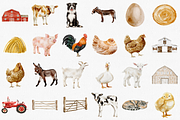 Watercolor Farm Animals Clipart Set, an Animal Illustration by CropUp Creative (Thumbnail 2 of 4)