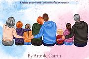 Big Family in Hoodies Clipart, a Person Illustration by ArtedeCatrin (Thumbnail 9 of 12)