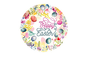 Happy Easter Round postcard. Easter, an Illustration by Nenahliadava Design