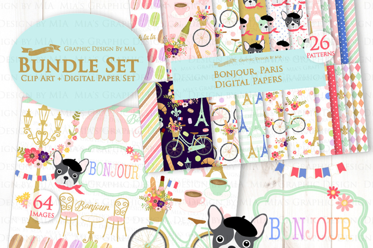 Parisian,Bonjour Paris,Eiffel Tower, an Illustration by Mia's Graphic Design (Photo 2 of 9)