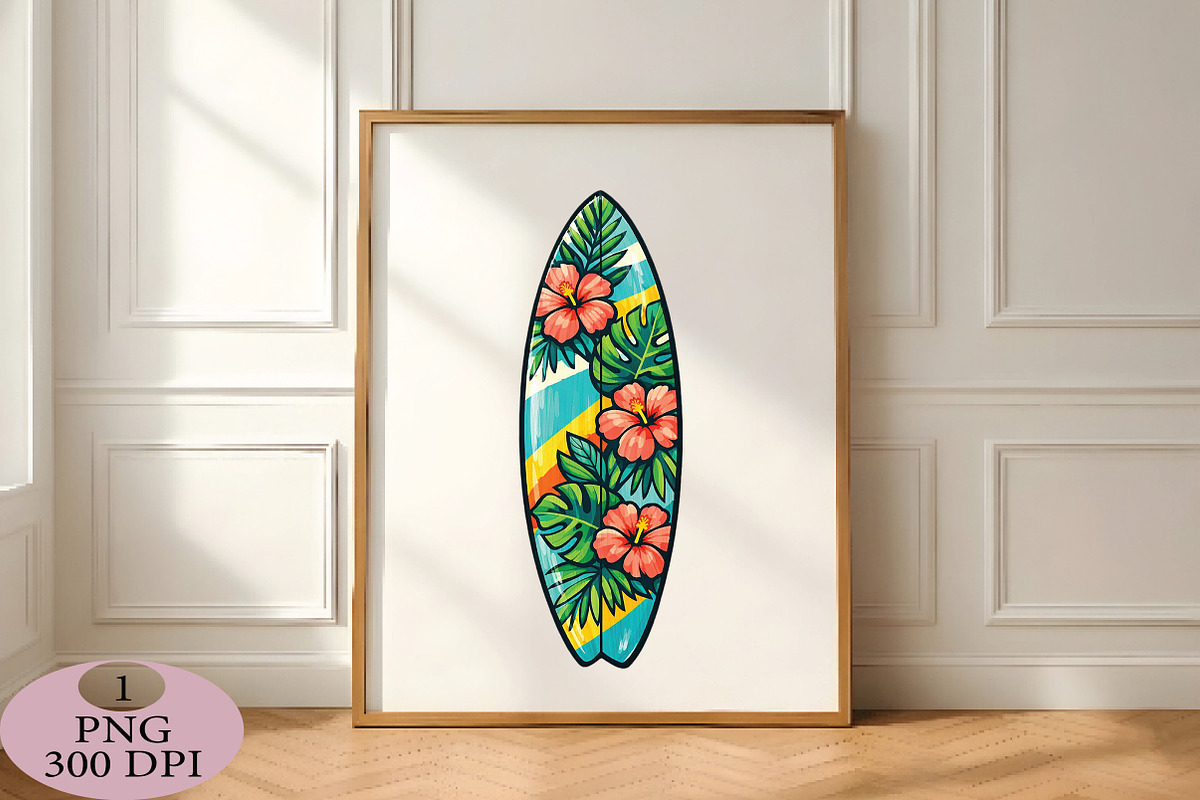 Colorful Tropical Surfboard PNG, an Illustration by Daily.Designs (Photo 3 of 5)