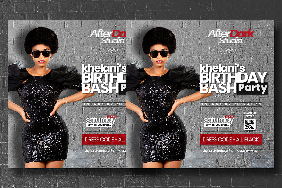 DJ Birthday Bash Flyer Template PSD, a Social Media Template by AfterDark Studio (Photo 2 of 3)