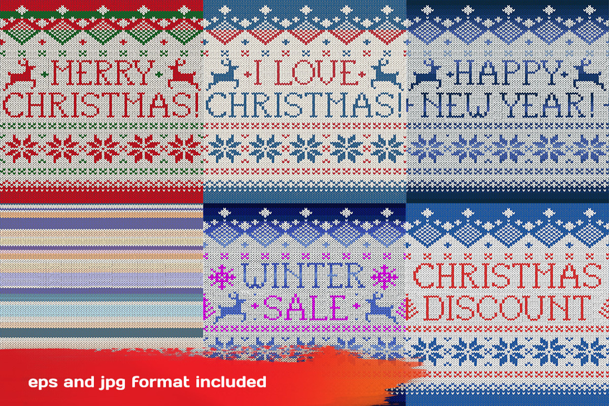 Knitted Cristmas Pattern Set preview 2