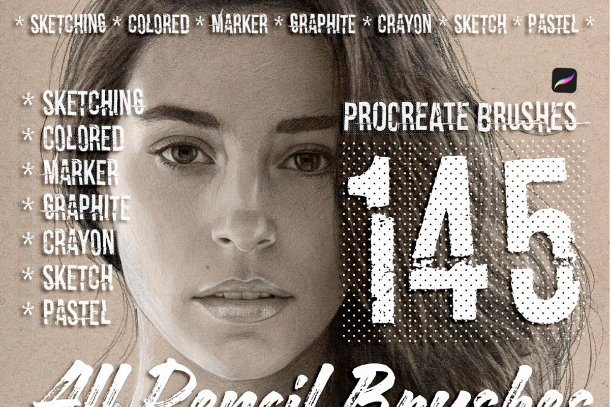 pencil brushes procreate brushes, a Brush Add-On by EnriqueSaezStudio (Photo 1 of 10)