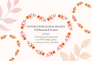 Fall Floral Heart Frames PNG