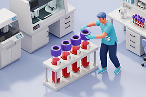 Laboratory technician with big tube, a Health & Medical Photo by angellodeco
