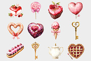 Watercolor Valentine's Day Sweets, a Seasonal Illustration by Design Market (Thumbnail 2 of 4)