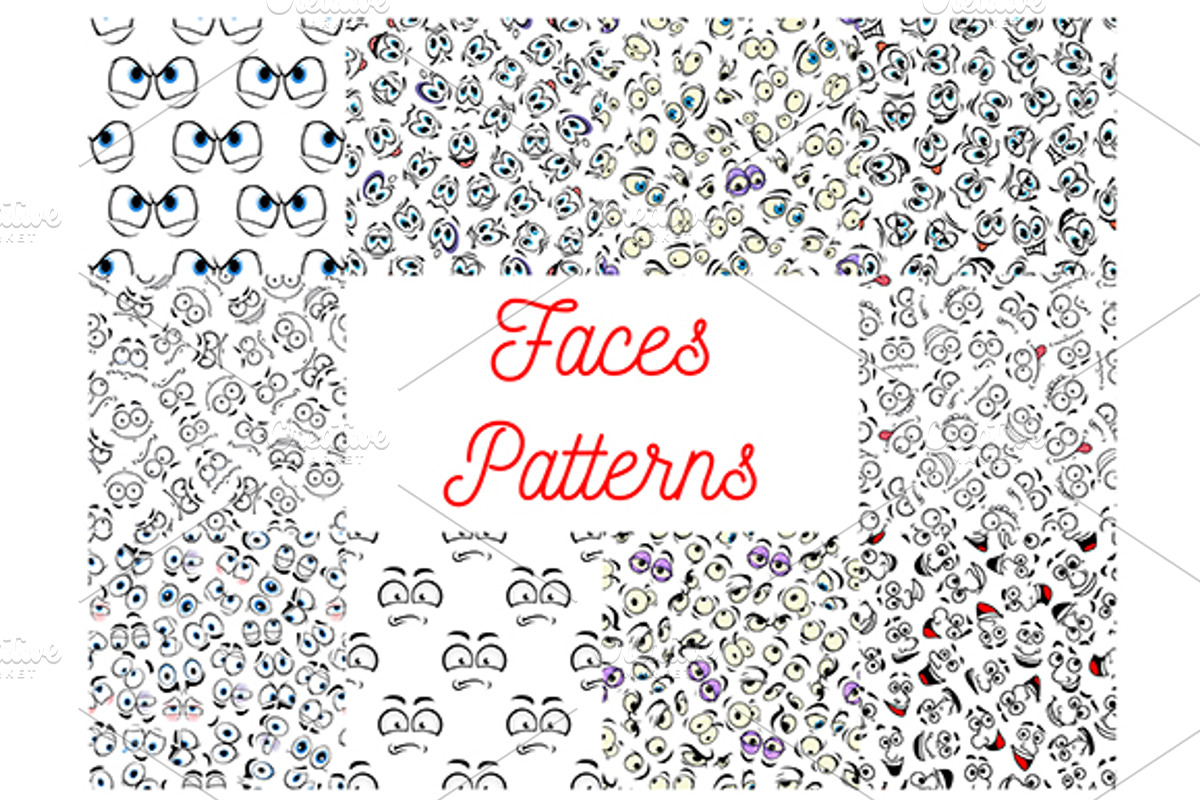 Human faces seamless patterns, a Pattern Graphic by Vector Tradition