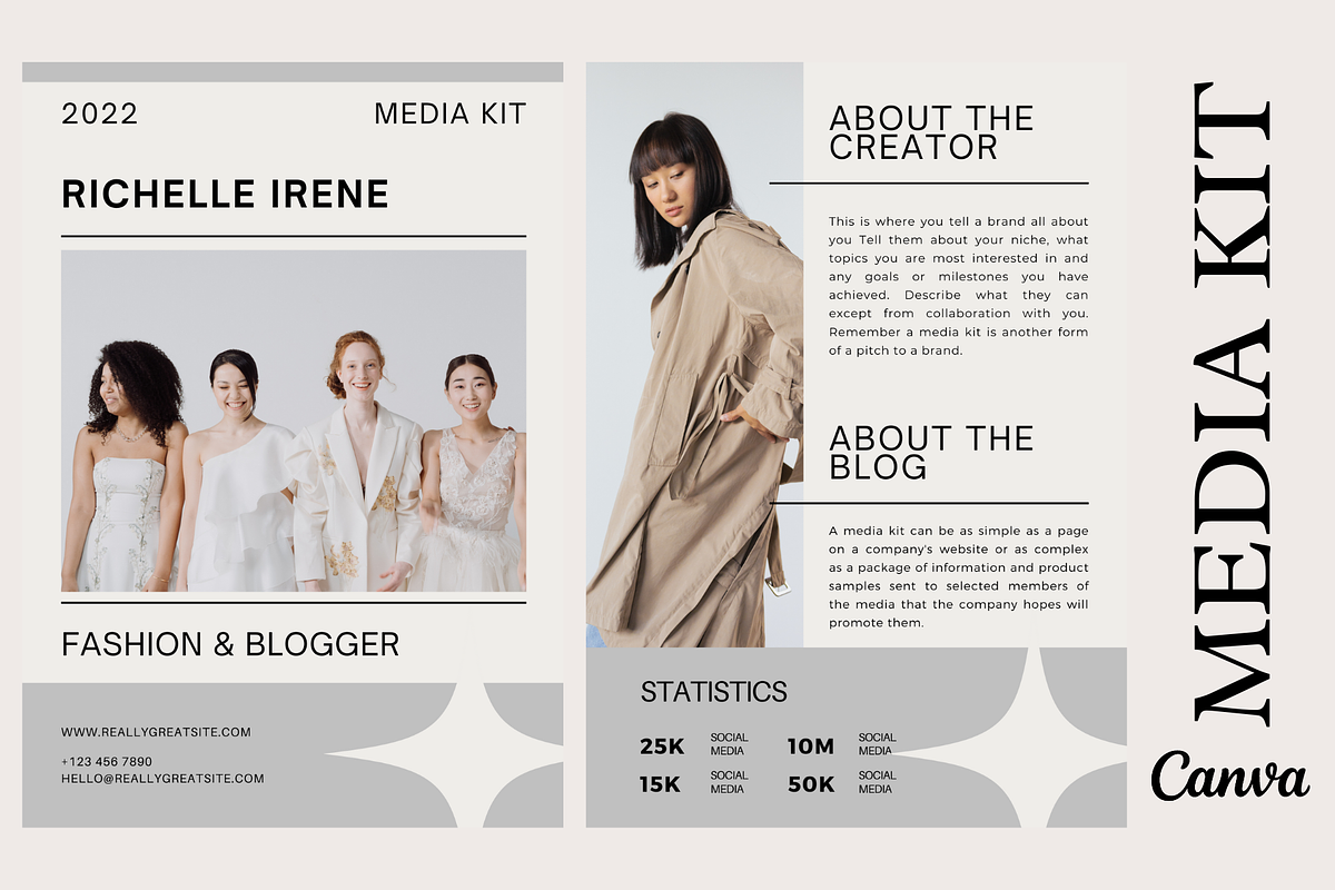2 Page Modern Influencer Media Kit, a Social Media Template by Daily Creative (Photo 1 of 5)