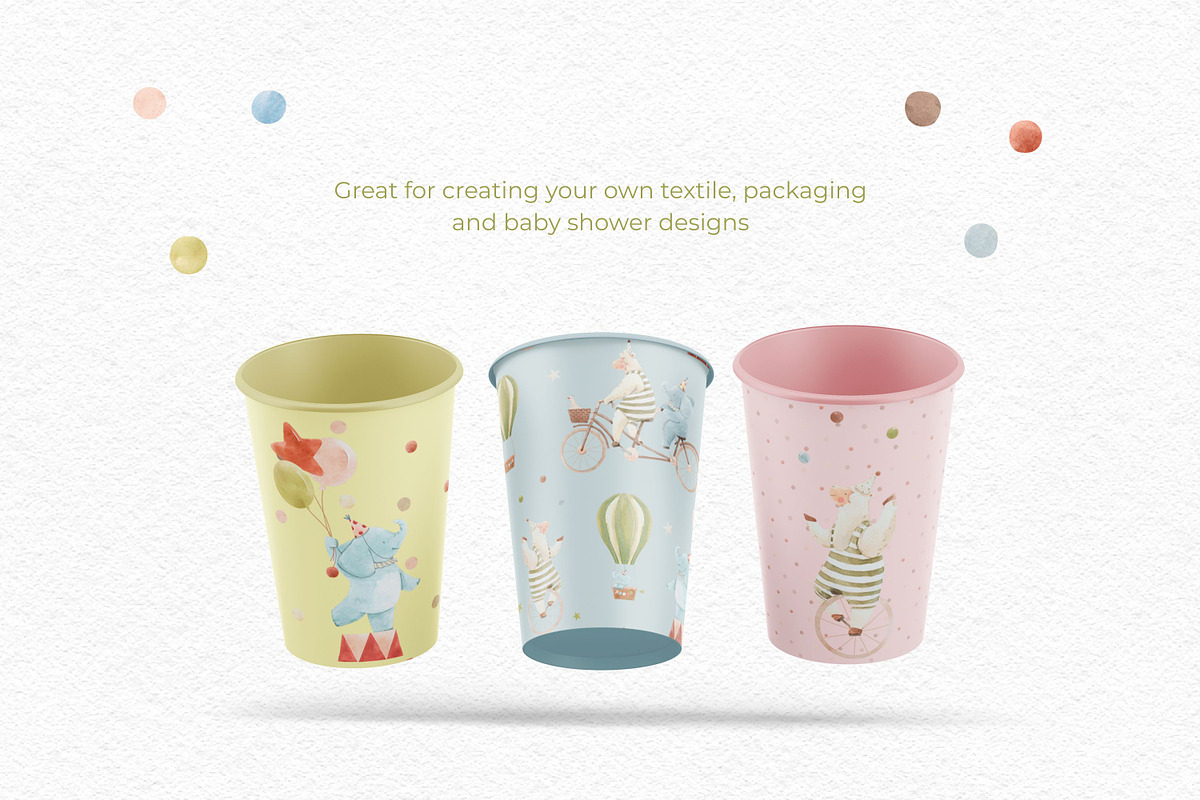Cute Watercolor Circus Set, an Animal Illustration by Lembrik's Artworks (Photo 2 of 6)