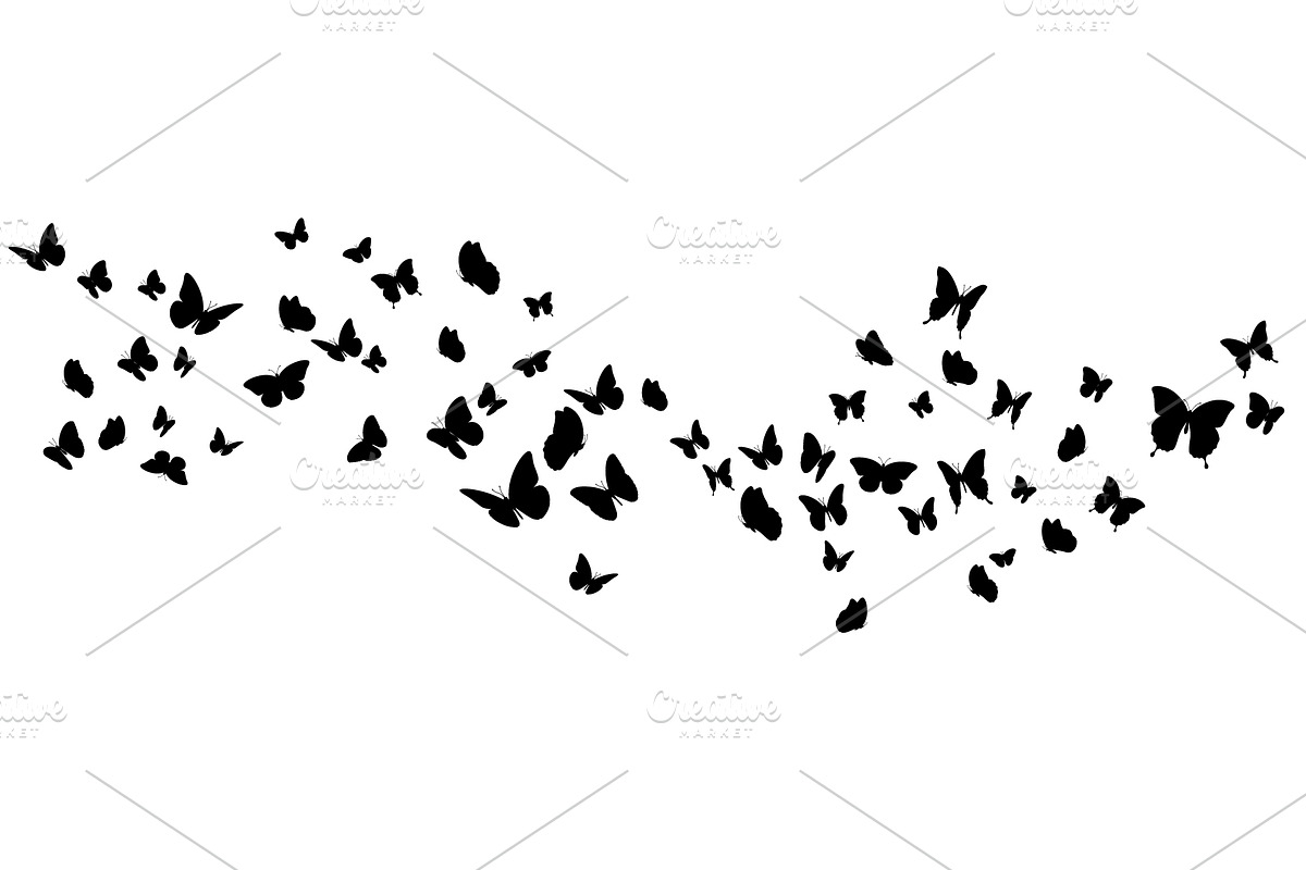 Black butterfly silhouettes, an Animal Illustration by Yayasya (Photo 1 of 3)