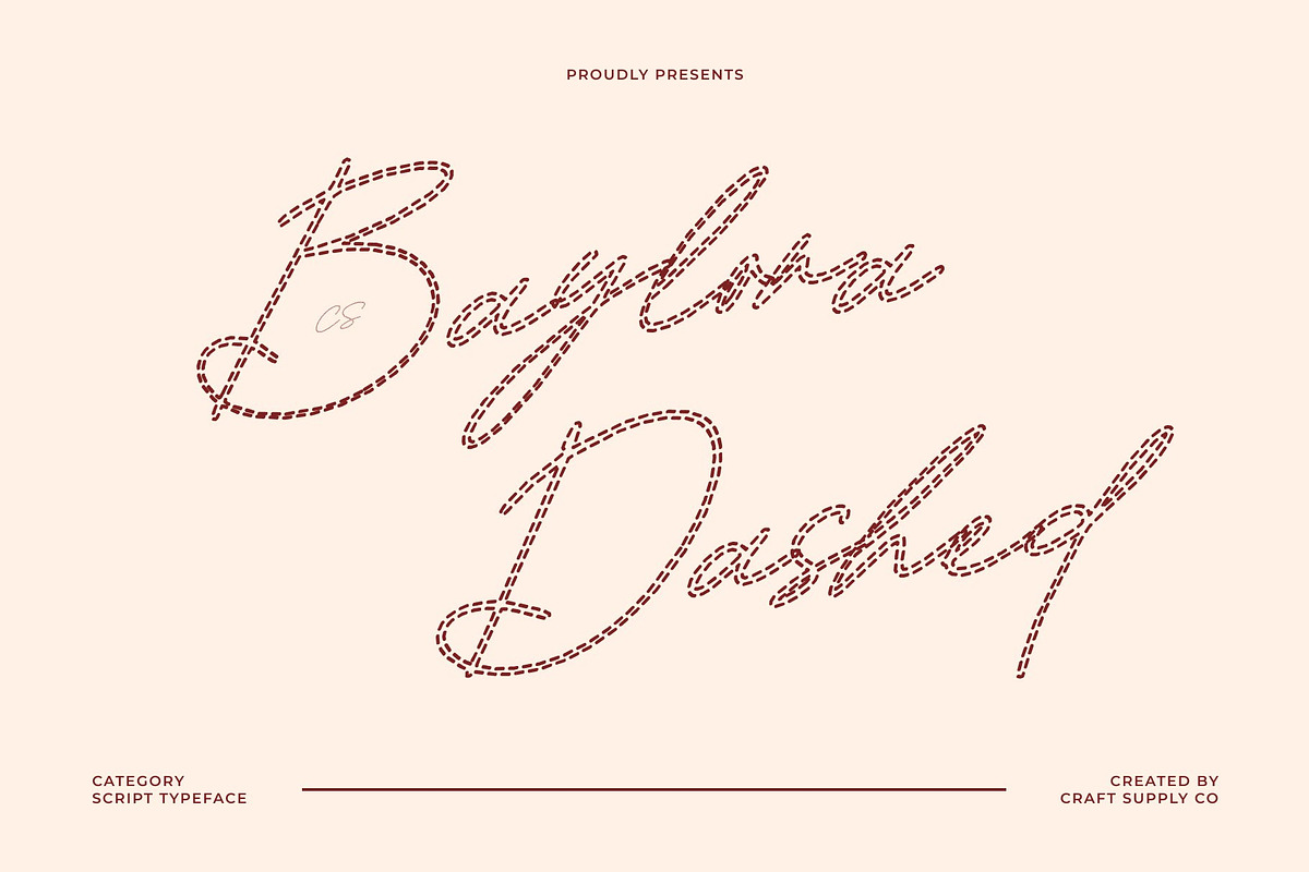 CS Baylora Dashed, a Script Font by Craft Supply Co. (Photo 1 of 8)