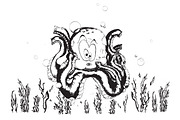 Octopus in Seaweed Illustration, an Animal Illustration by cvcreative (Thumbnail 2 of 2)