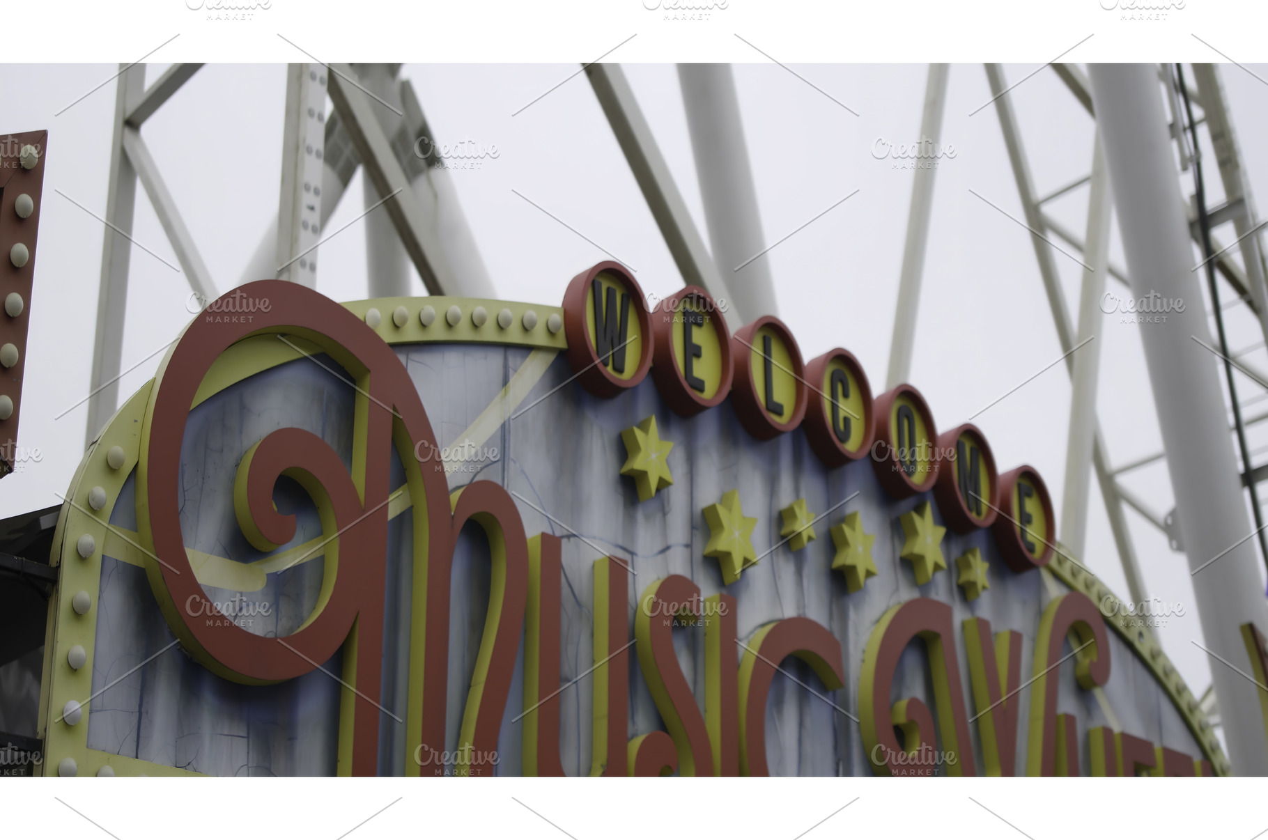 Music wheel sign welcoming visitors, a Nature Photo by Media Whale Stock