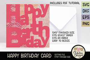 Lettered Happy Birthday Card SVG