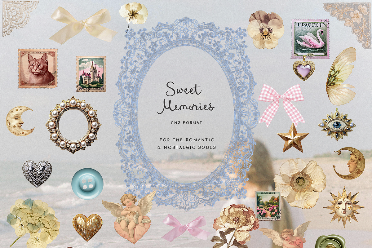 Vintage collage scrapbook lace bows, an Object Graphic by Grace Noboa Illustrations (Photo 10 of 15)