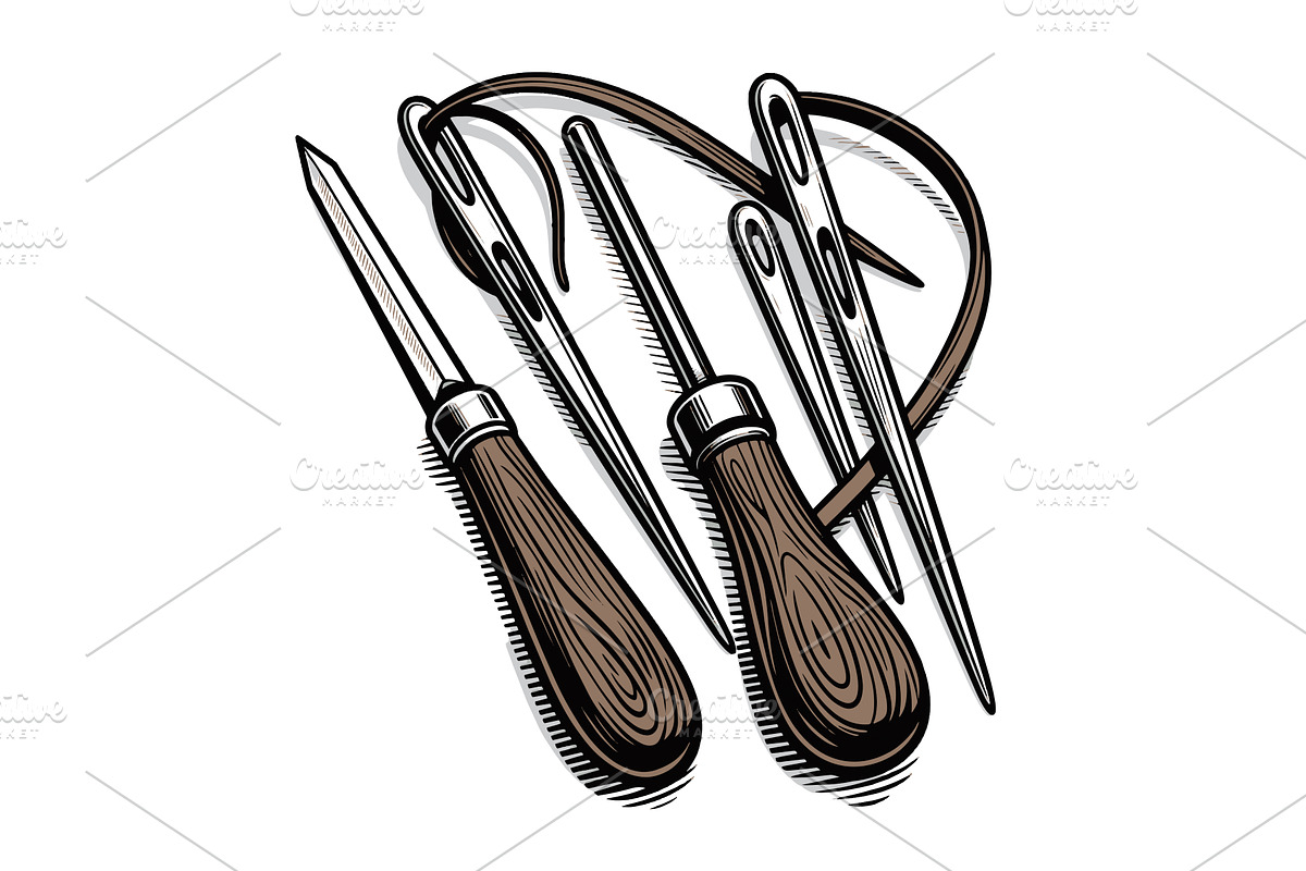 Leather Craft Tools Awl And, an Object Illustration by AlexArt